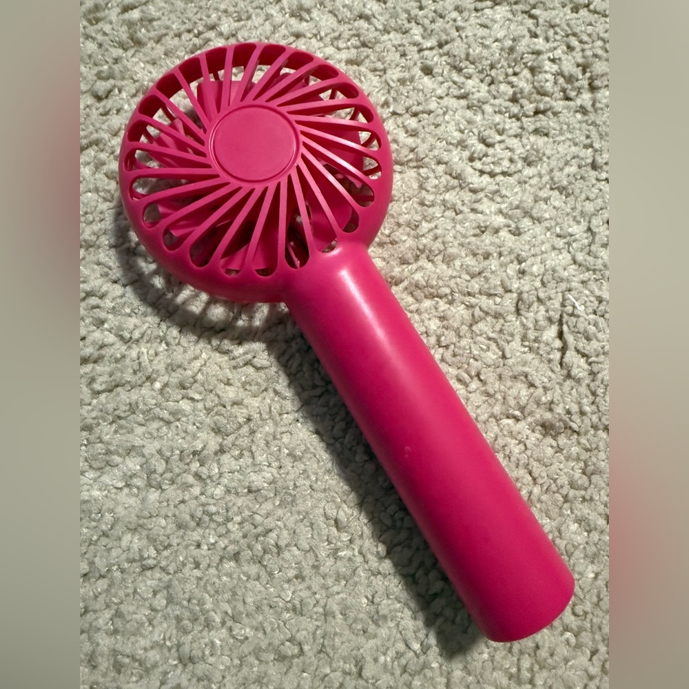 Portable Pink Handheld Makeup Fan